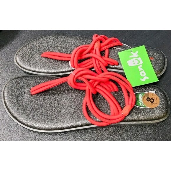 Sanuk Womens Yoga Sunshine Sandals Size 8 Strappy Flip Flops Yoga Red Comfy - Picture 1 of 6